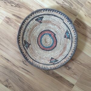 Rust and Blue Spiral Accent Basket